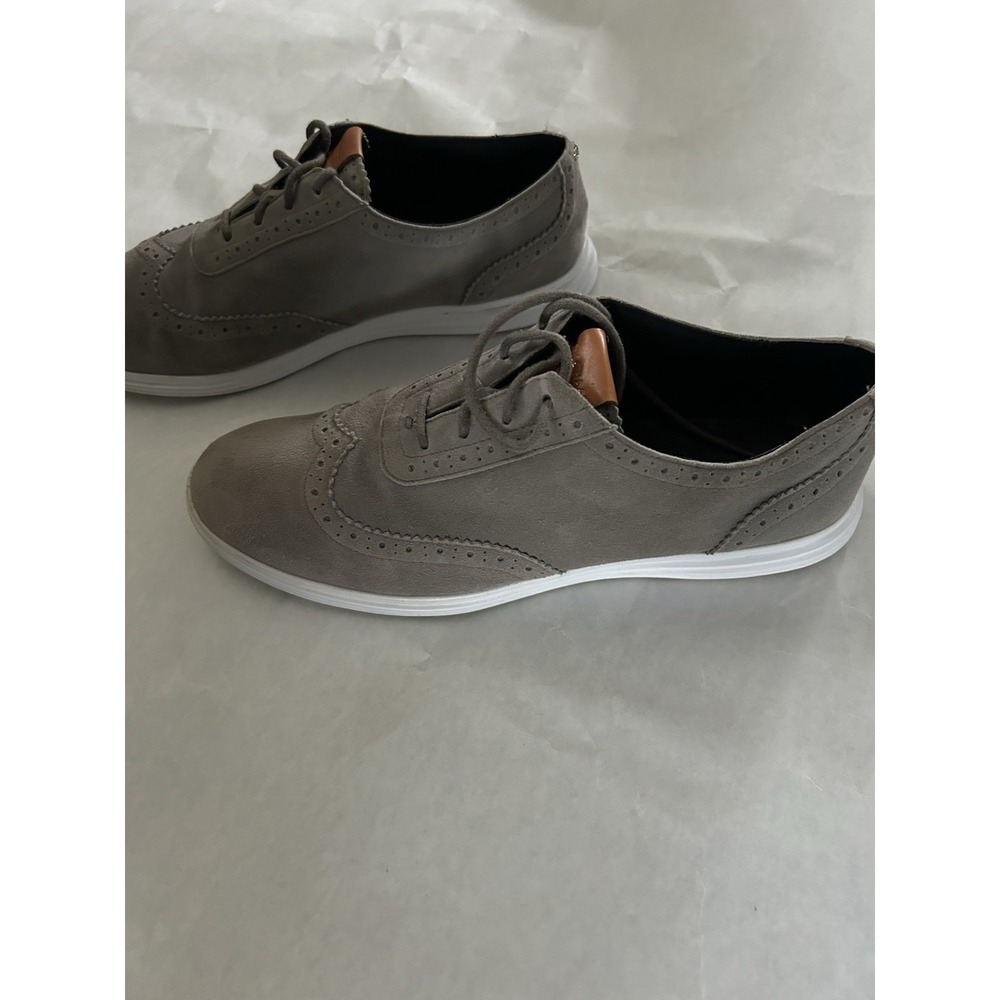 Cole Haan Grand O.S. Suede Wingtip Lace Up Oxford Sneakers Womens Size 8.5 Gray